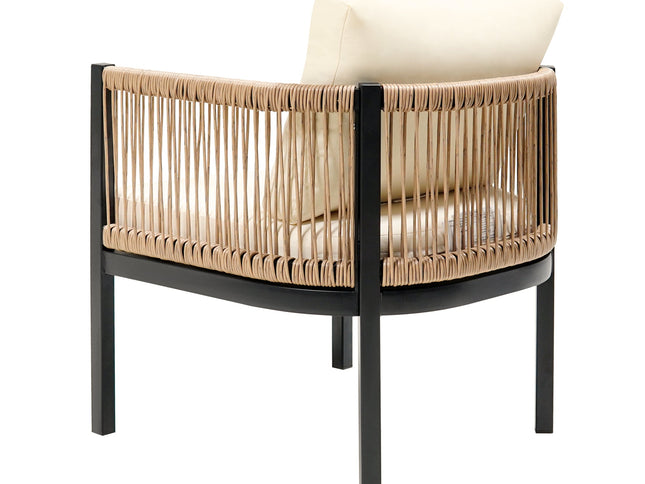 Beige Outdoor Modular Sofa Set with Glass Coffee Table