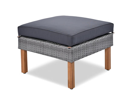 9-Piece Gray Patio Rattan Conversation Set with Cushions & Acacia Wood Accents – Modular Outdoor Sectional Sofa Set
