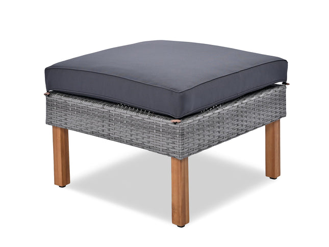 9-Piece Gray Patio Rattan Conversation Set with Cushions & Acacia Wood Accents – Modular Outdoor Sectional Sofa Set