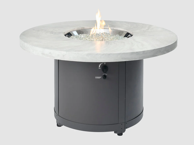 Beacon Round Gas Fire Pit Table – White Onyx