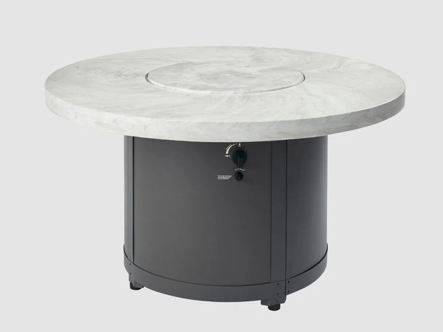 Beacon Round Gas Fire Pit Table – White Onyx