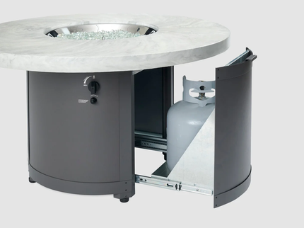 Beacon Round Gas Fire Pit Table – White Onyx