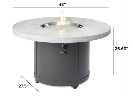 Beacon Round Gas Fire Pit Table – White Onyx