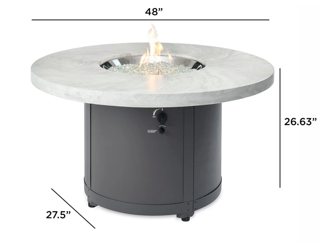 Beacon Round Gas Fire Pit Table – White Onyx