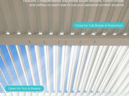 10' X 12' Aluminum Outdoor Pergola Adjustable Louvers Full Aluminum Frame Built-in Gutter System Modern Gazebo Canopy Pergola