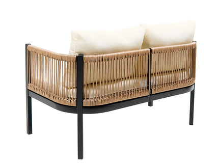 Beige Outdoor Modular Sofa Set with Glass Coffee Table